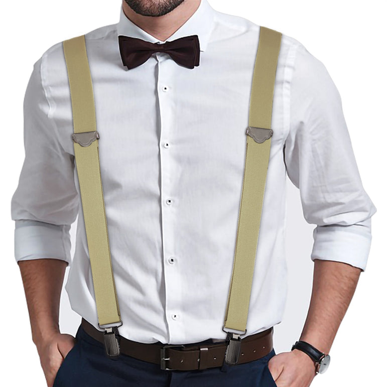 "Buyless Fashion 2 pack Suspenders for Men - 48"" Adjustable Straps 1 1/4"" - X Back With Black Clips"