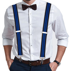 "Buyless Fashion Heavy Duty 2 Pack Suspenders for Men - 48"" Adjustable Straps 1 1/2"" - X Back with Strong Hooks"