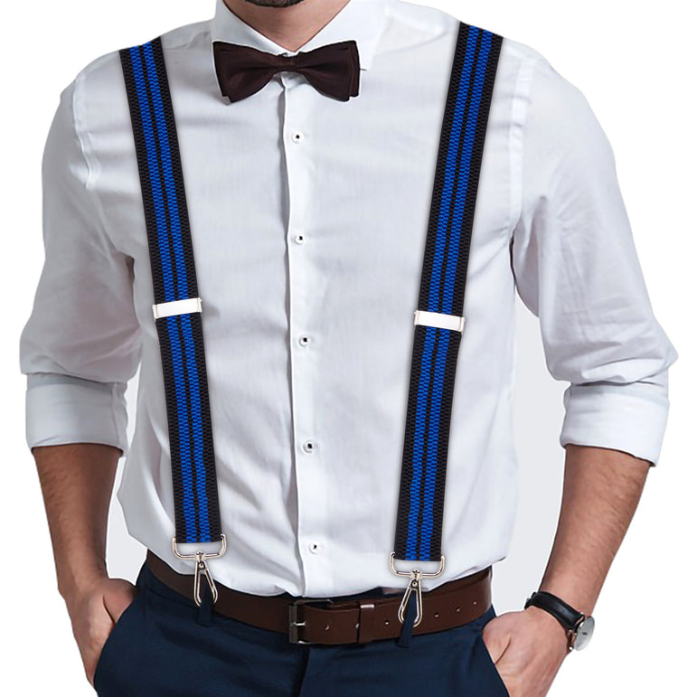"Buyless Fashion Heavy Duty 2 Pack Suspenders for Men - 48"" Adjustable Straps 1 1/2"" - X Back with Strong Hooks"