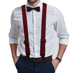 "Buyless Fashion Heavy Duty 2 Pack Suspenders for Men - 48"" Adjustable Straps 1 1/2"" - X Back with Black Plastic Clips"