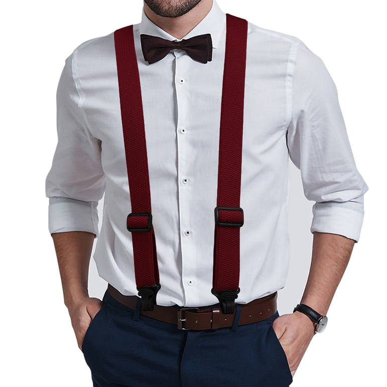 "Buyless Fashion Heavy Duty 2 Pack Suspenders for Men - 48"" Adjustable Straps 1 1/2"" - X Back with Black Plastic Clips"