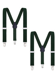 Buyless Fashion Adjustable 2 Pack Suspenders for Kids Toddlers Baby Elastic Solid Color 1 Inch - Y Back Design