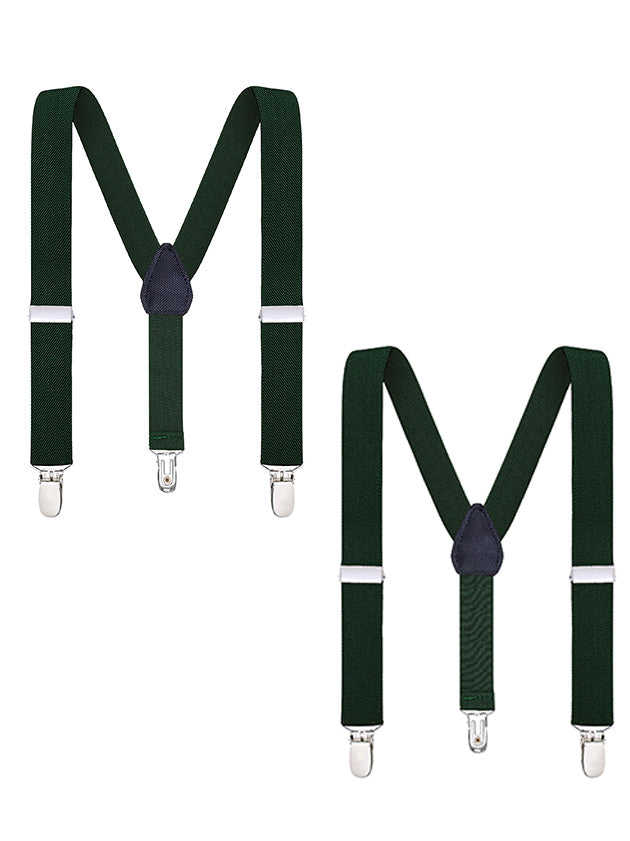 Buyless Fashion Adjustable 2 Pack Suspenders for Kids Toddlers Baby Elastic Solid Color 1 Inch - Y Back Design