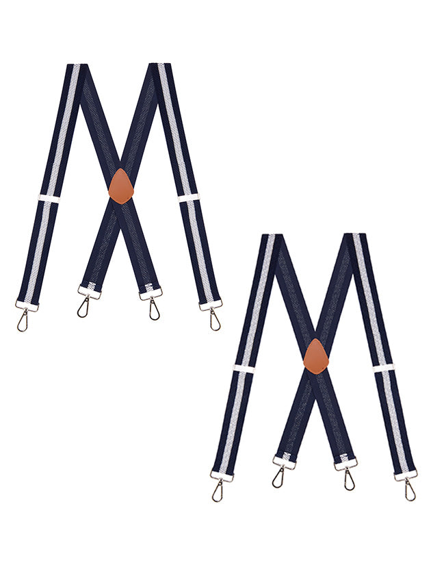 "Buyless Fashion Heavy Duty 2 Pack Suspenders for Men - 48"" Adjustable Straps 1 1/2"" - X Back with Strong Hooks"