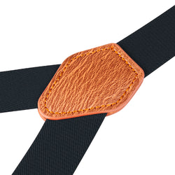"Buyless Fashion Adjustable Suspenders for Kids - 26"" Elastic Straps 1"" - Leather Y Shape Back - 5151"