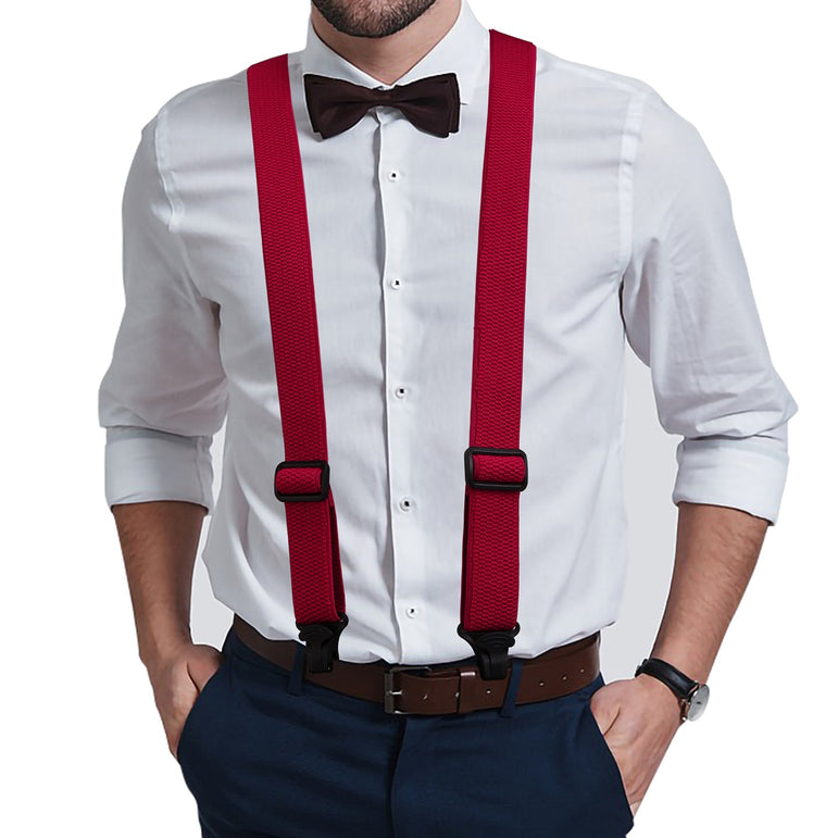 "Buyless Fashion Heavy Duty 2 Pack Suspenders for Men - 48"" Adjustable Straps 1 1/2"" - X Back with Black Plastic Clips"