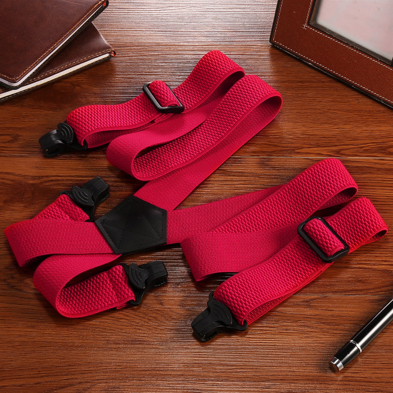 "Buyless Fashion Heavy Duty 2 Pack Suspenders for Men - 48"" Adjustable Straps 1 1/2"" - X Back with Black Plastic Clips"
