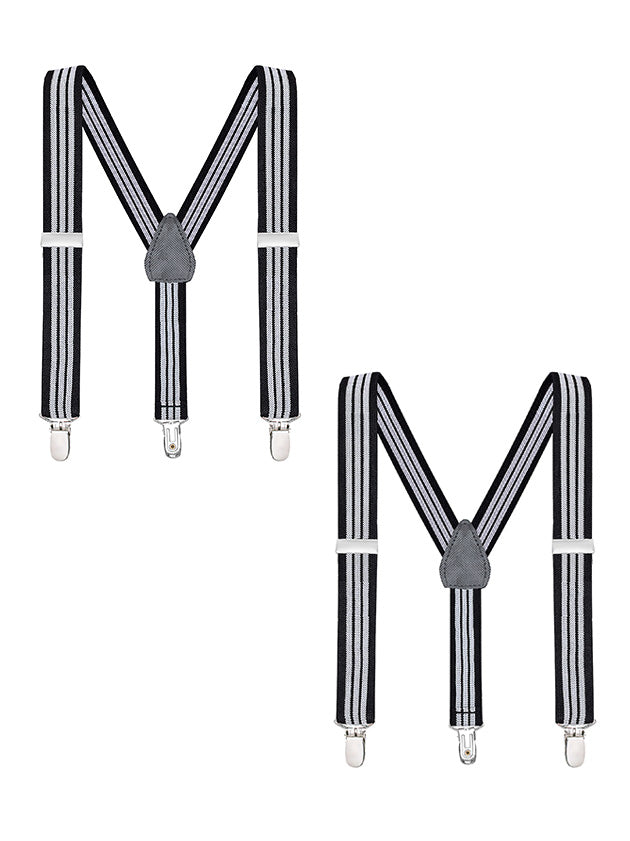 Buyless Fashion Adjustable 2 Pack Suspenders for Kids Toddlers Baby Elastic Solid Color 1 Inch - Y Back Design