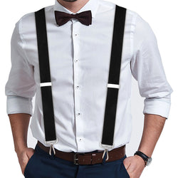 "Buyless Fashion Heavy Duty 2 Pack Suspenders for Men - 48"" Adjustable Straps 1 1/2"" - X Back with Strong Hooks"