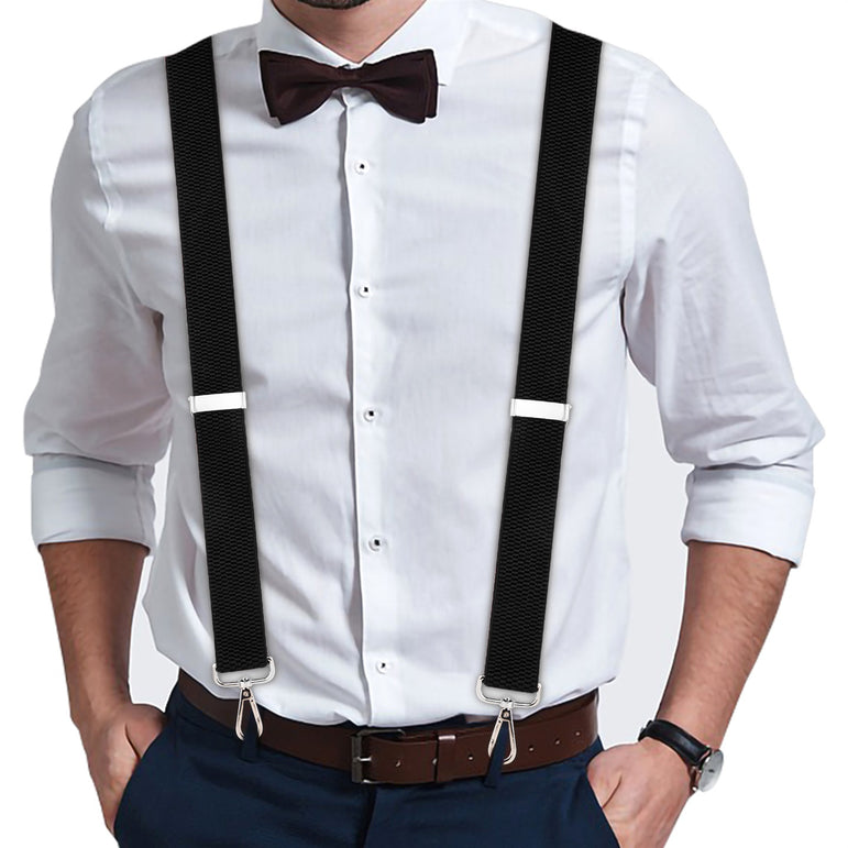 "Buyless Fashion Heavy Duty 2 Pack Suspenders for Men - 48"" Adjustable Straps 1 1/2"" - X Back with Strong Hooks"