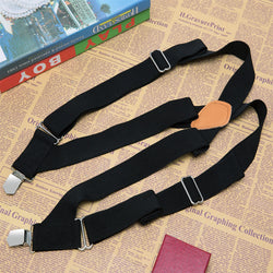 "Buyless Fashion Trucker 2 Pack Suspenders for Men - 48"" Elastic Adjustable Straps 1 1/4"" - X Back"