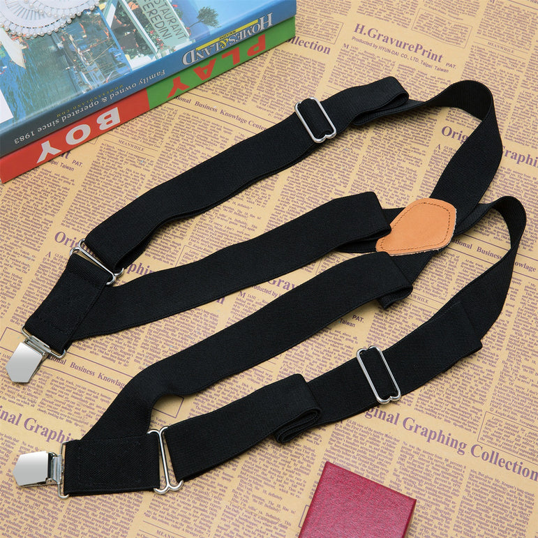 "Buyless Fashion Trucker 2 Pack Suspenders for Men - 48"" Elastic Adjustable Straps 1 1/4"" - X Back"