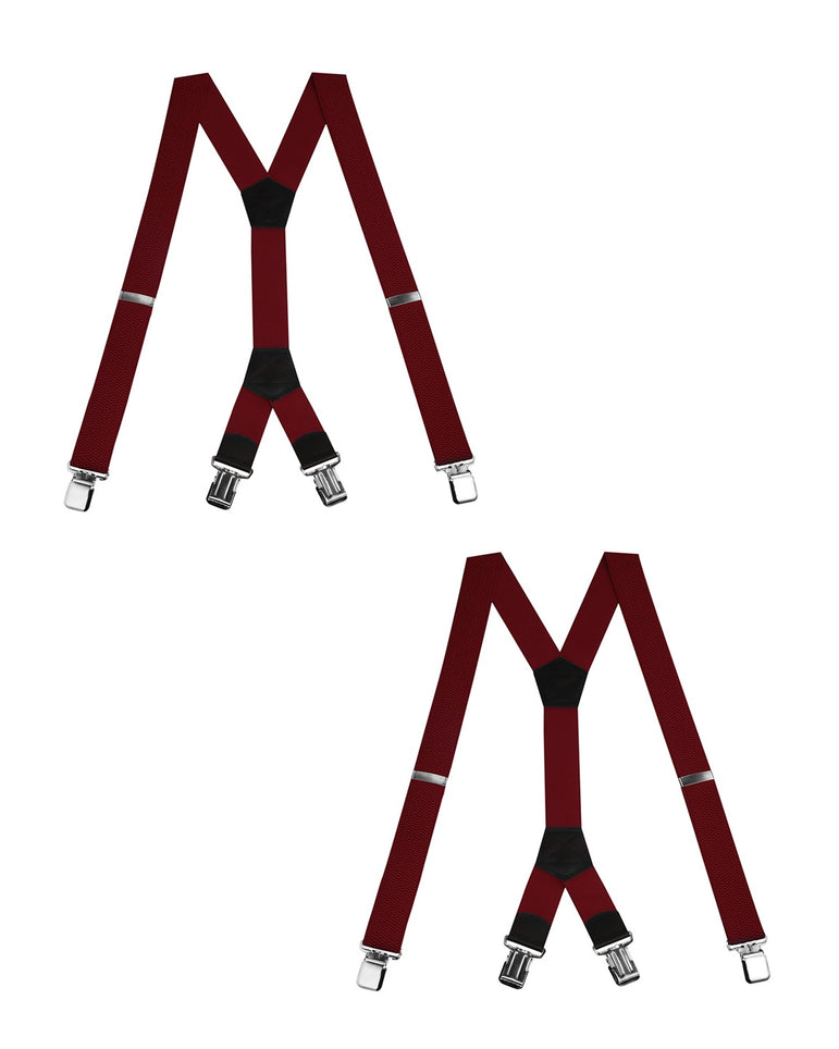 "Buyless Fashion Heavy Duty Textured 2 Pack Suspenders for Men - 48"" Adjustable Straps 1 1/2"" - Y Shape"