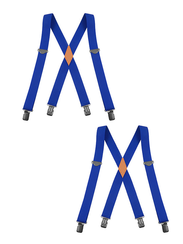 "Buyless Fashion 2 pack Suspenders for Men - 48"" Adjustable Straps 1 1/4"" - X Back With Black Clips"