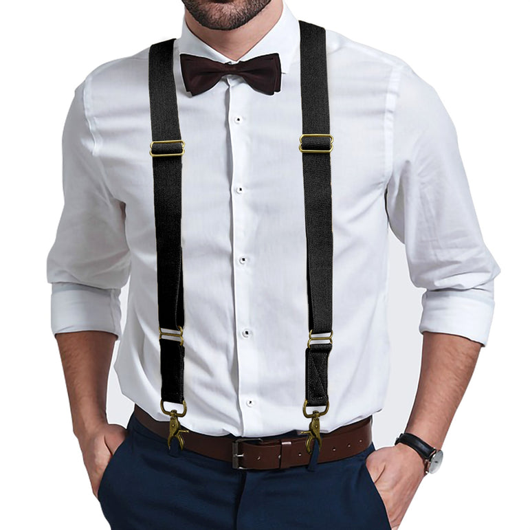 "Buyless Fashion Trucker Suspenders for Men - 48"" Elastic Adjustable Straps 1 1/4"" - X Back Utility Braces"