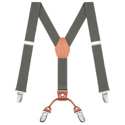 "Buyless Fashion Adjustable Suspenders for Kids - 26"" Elastic Straps 1"" - Leather Y Shape Back - 5151"
