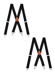 "Buyless Fashion Heavy Duty 2 Pack Suspenders for Men - 48"" Adjustable Straps 1 1/2"" - X Back with Strong Hooks"