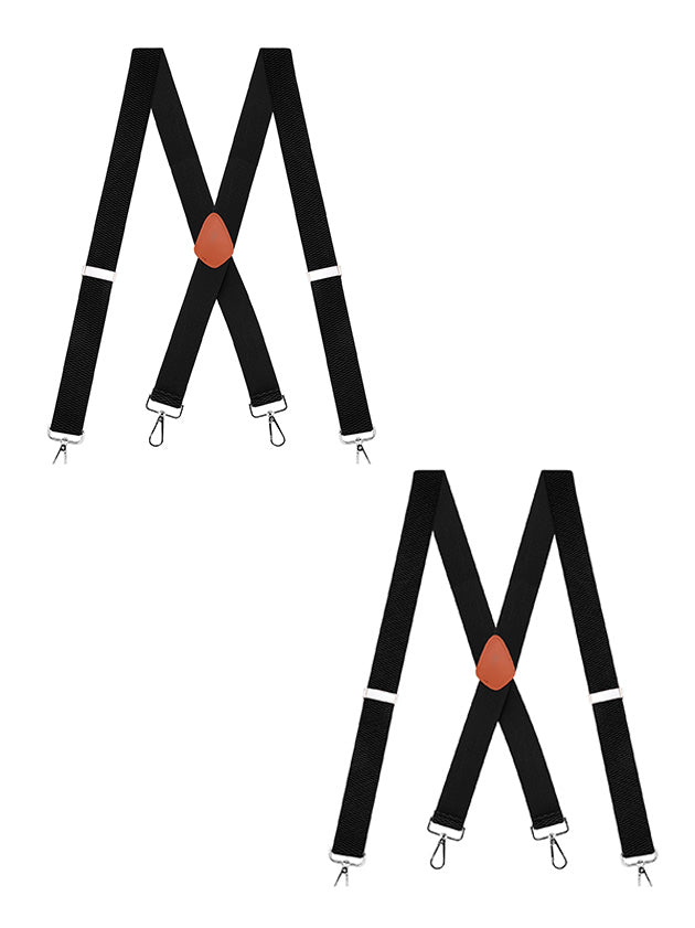 "Buyless Fashion Heavy Duty 2 Pack Suspenders for Men - 48"" Adjustable Straps 1 1/2"" - X Back with Strong Hooks"