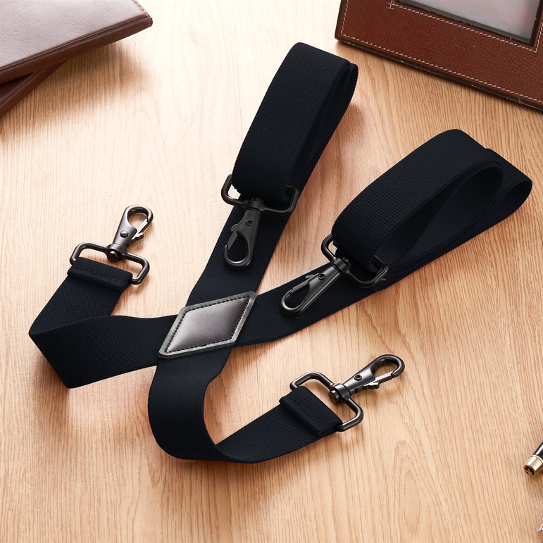 "Buyless Fashion 2 pack Suspenders for Men - 48"" Adjustable Straps 1 1/4"" - X Back with Black Hooks"
