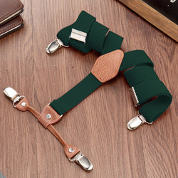 "Buyless Fashion Adjustable Suspenders for Kids - 26"" Elastic Straps 1"" - Leather Y Shape Back - 5151"
