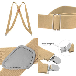 "Buyless Fashion Trucker 2 Pack Suspenders for Men - 48"" Elastic Adjustable Straps 1 1/4"" - X Back"