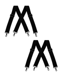 "Buyless Fashion Mens 2 Pack Suspenders - 48"" Elastic Adjustable Heavy Duty 2"" Wide - X Back With Black Hooks"