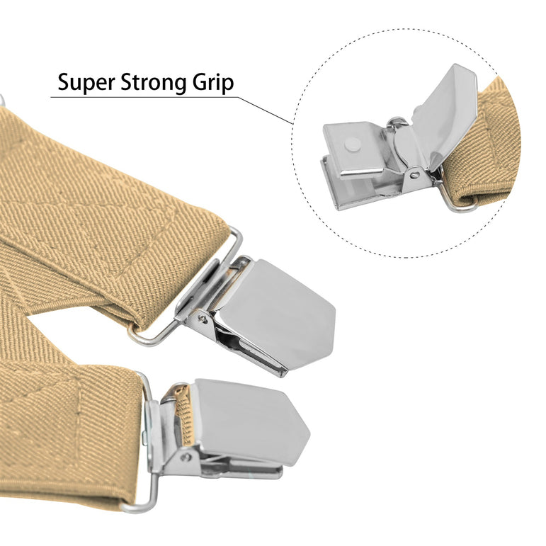 "Buyless Fashion Trucker 2 Pack Suspenders for Men - 48"" Elastic Adjustable Straps 1 1/4"" - X Back"