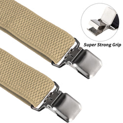 "Buyless Fashion Heavy Duty Textured 2 Pack Suspenders for Men - 48"" Adjustable Straps 1 1/2"" - Y Shape"