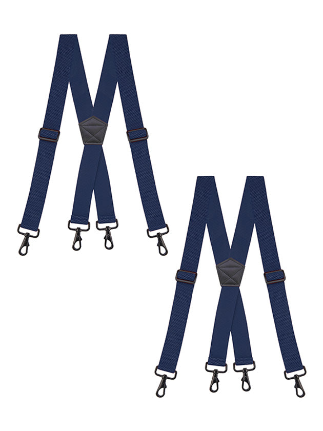 "Buyless Fashion Heavy Duty 2 Pack Suspenders for Men - 48"" Adjustable Straps 1 1/2"" - X Back with Strong Hooks"