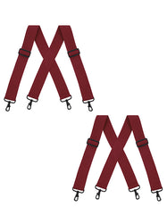"Buyless Fashion Mens 2 Pack Suspenders - 48"" Elastic Adjustable Heavy Duty 2"" Wide - X Back With Black Hooks"