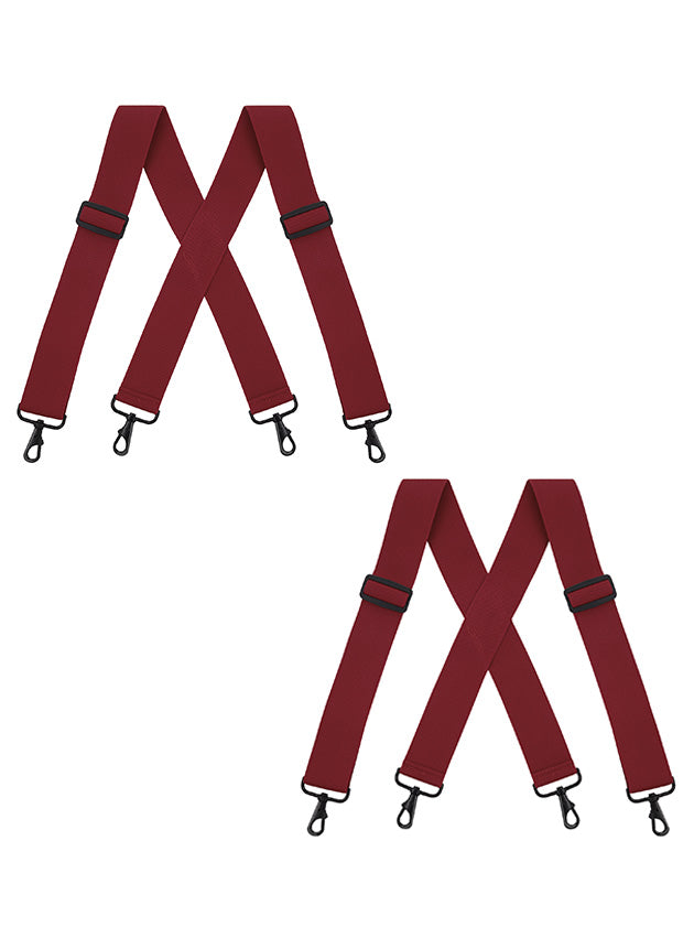 "Buyless Fashion Mens 2 Pack Suspenders - 48"" Elastic Adjustable Heavy Duty 2"" Wide - X Back With Black Hooks"