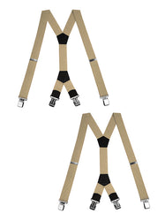 "Buyless Fashion Heavy Duty Textured 2 Pack Suspenders for Men - 48"" Adjustable Straps 1 1/2"" - Y Shape"