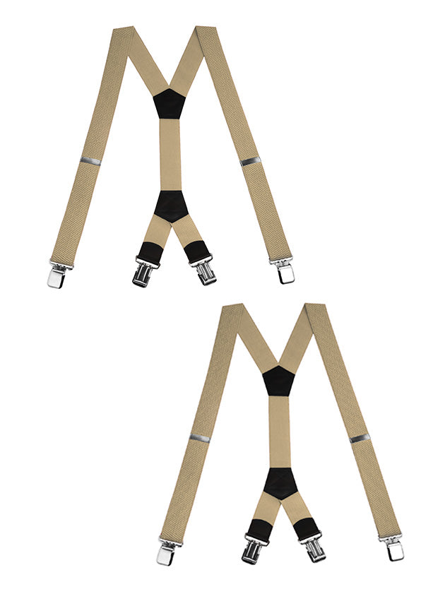 "Buyless Fashion Heavy Duty Textured 2 Pack Suspenders for Men - 48"" Adjustable Straps 1 1/2"" - Y Shape"