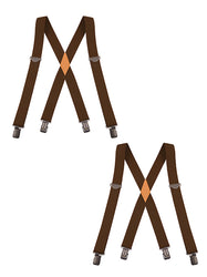 "Buyless Fashion 2 pack Suspenders for Men - 48"" Adjustable Straps 1 1/4"" - X Back With Black Clips"