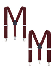 Buyless Fashion Adjustable 2 Pack Suspenders for Kids Toddlers Baby Elastic Solid Color 1 Inch - Y Back Design