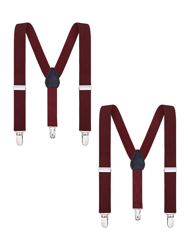Buyless Fashion Adjustable 2 Pack Suspenders for Kids Toddlers Baby Elastic Solid Color 1 Inch - Y Back Design
