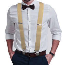 "Buyless Fashion Heavy Duty Textured 2 Pack Suspenders for Men - 48"" Adjustable Straps 1 1/2"" - Y Shape"