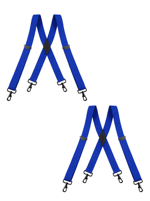 "Buyless Fashion 2 pack Suspenders for Men - 48"" Adjustable Straps 1 1/4"" - X Back with Black Hooks"