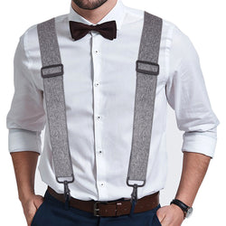 "Buyless Fashion Mens 2 Pack Suspenders - 48"" Elastic Adjustable Heavy Duty 2"" Wide - X Back With Black Hooks"