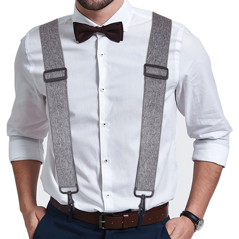 "Buyless Fashion Mens 2 Pack Suspenders - 48"" Elastic Adjustable Heavy Duty 2"" Wide - X Back With Black Hooks"
