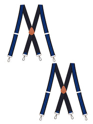 "Buyless Fashion Heavy Duty 2 Pack Suspenders for Men - 48"" Adjustable Straps 1 1/2"" - X Back with Strong Hooks"