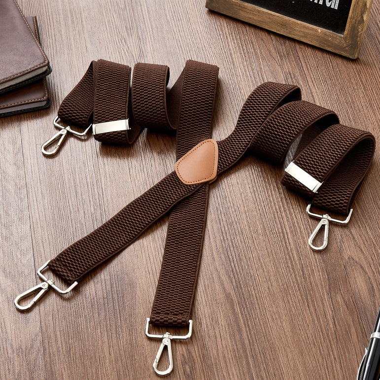 "Buyless Fashion Heavy Duty 2 Pack Suspenders for Men - 48"" Adjustable Straps 1 1/2"" - X Back with Strong Hooks"