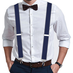 "Buyless Fashion Heavy Duty 2 Pack Suspenders for Men - 48"" Adjustable Straps 1 1/2"" - X Back with Strong Hooks"