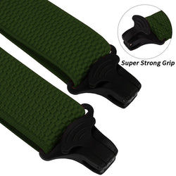 "Buyless Fashion Heavy Duty 2 Pack Suspenders for Men - 48"" Adjustable Straps 1 1/2"" - X Back with Black Plastic Clips"