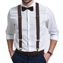"Buyless Fashion Trucker 2 Pack Suspenders for Men - 48"" Elastic Adjustable Straps 1 1/4"" - X Back Utility Braces"