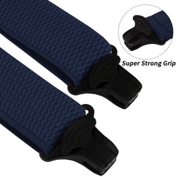 "Buyless Fashion Heavy Duty 2 Pack Suspenders for Men - 48"" Adjustable Straps 1 1/2"" - X Back with Black Plastic Clips"