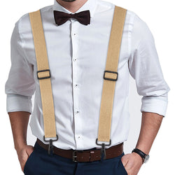 "Buyless Fashion Heavy Duty 2 Pack Suspenders for Men - 48"" Adjustable Straps 1 1/2"" - X Back with Strong Hooks"