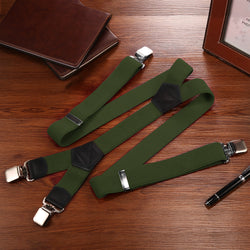 "Buyless Fashion Heavy Duty Textured 2 Pack Suspenders for Men - 48"" Adjustable Straps 1 1/2"" - Y Shape"