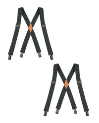 "Buyless Fashion 2 pack Suspenders for Men - 48"" Adjustable Straps 1 1/4"" - X Back With Black Clips"