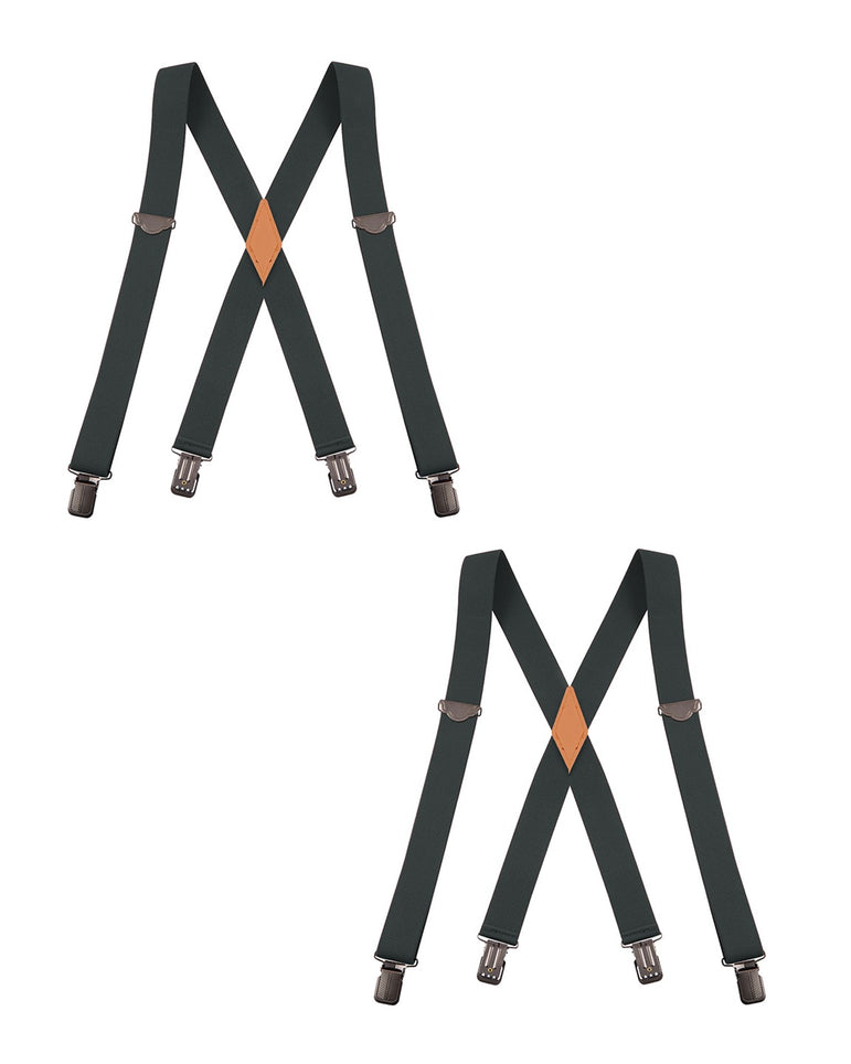 "Buyless Fashion 2 pack Suspenders for Men - 48"" Adjustable Straps 1 1/4"" - X Back With Black Clips"